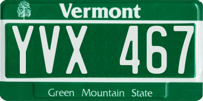 VT license plate YVX467