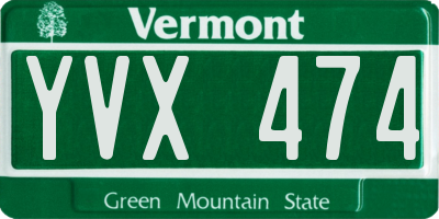 VT license plate YVX474