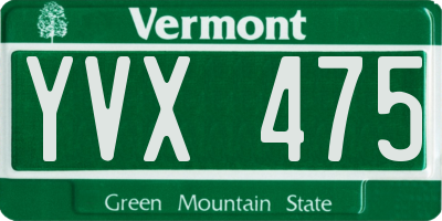 VT license plate YVX475