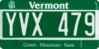 VT license plate YVX479