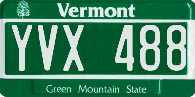 VT license plate YVX488