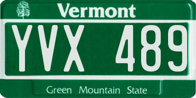 VT license plate YVX489