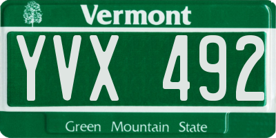 VT license plate YVX492