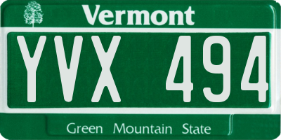 VT license plate YVX494