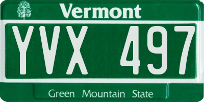 VT license plate YVX497