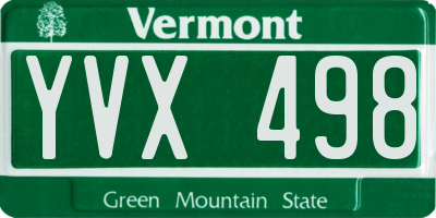 VT license plate YVX498