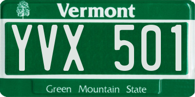 VT license plate YVX501