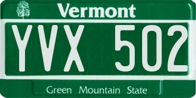 VT license plate YVX502