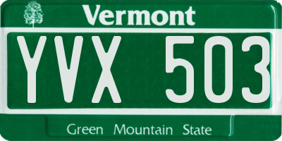 VT license plate YVX503