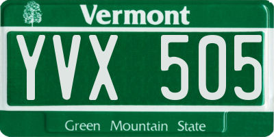 VT license plate YVX505