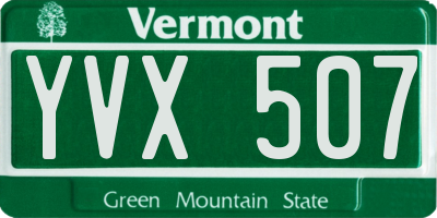 VT license plate YVX507