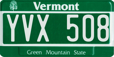 VT license plate YVX508