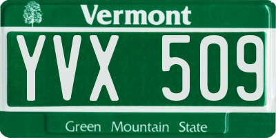 VT license plate YVX509