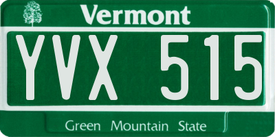 VT license plate YVX515