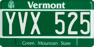 VT license plate YVX525