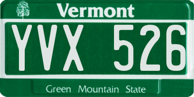 VT license plate YVX526