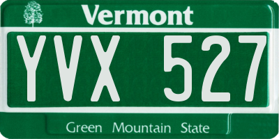 VT license plate YVX527