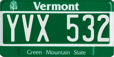 VT license plate YVX532