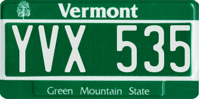 VT license plate YVX535