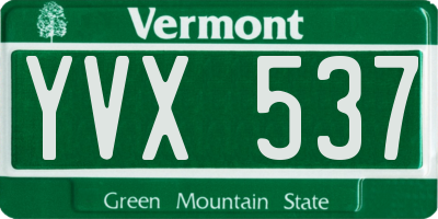 VT license plate YVX537