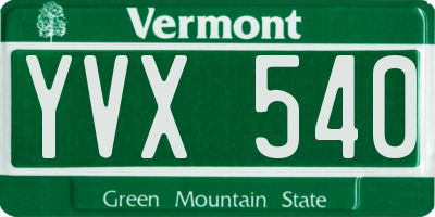 VT license plate YVX540