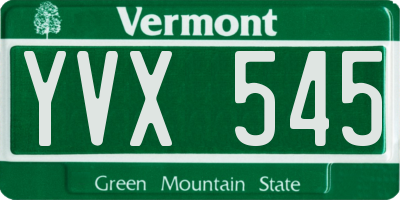 VT license plate YVX545