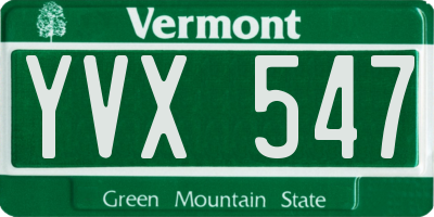 VT license plate YVX547