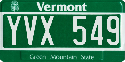 VT license plate YVX549