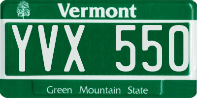 VT license plate YVX550