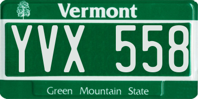 VT license plate YVX558