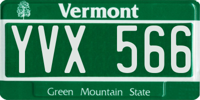 VT license plate YVX566