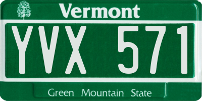 VT license plate YVX571