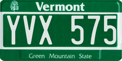 VT license plate YVX575