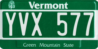 VT license plate YVX577