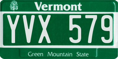 VT license plate YVX579
