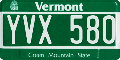 VT license plate YVX580