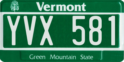 VT license plate YVX581
