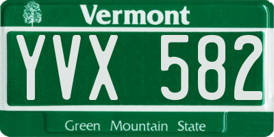 VT license plate YVX582