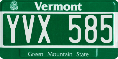 VT license plate YVX585