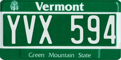 VT license plate YVX594