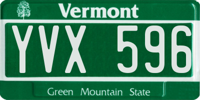 VT license plate YVX596