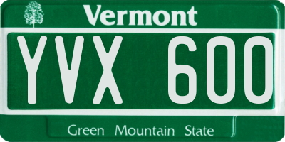 VT license plate YVX600