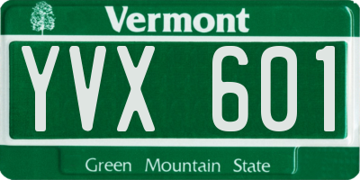 VT license plate YVX601