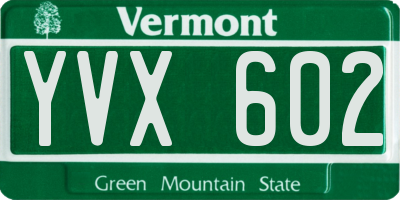 VT license plate YVX602