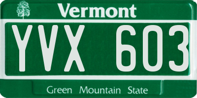 VT license plate YVX603