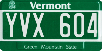 VT license plate YVX604