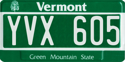 VT license plate YVX605