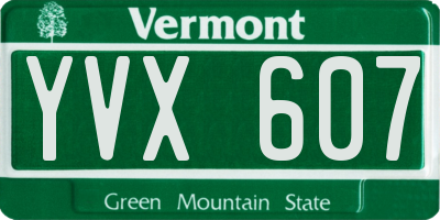 VT license plate YVX607