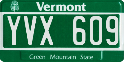 VT license plate YVX609