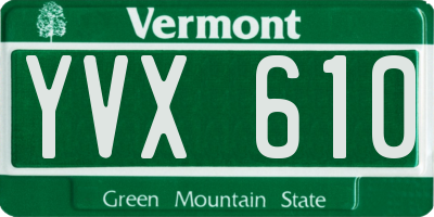 VT license plate YVX610